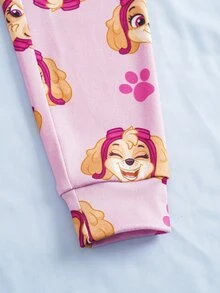 SHEIN | PAW Patrol 女童字母卡通印花短袖上衣與長褲休閒居家睡衣套裝 - 彩色 - 查看 7