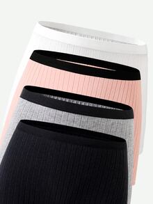 6pcs/Multi-Pack Women's Teen Simple Fashion Solid Color Traceable Cotton Square Hipster Panties - Multicolor - View 4