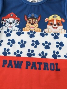 SHEIN | PAW Patrol 小男孩字母卡通圖案休閒日常短袖T恤 - 彩色 - 查看 5
