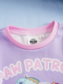 SHEIN | PAW Patrol Young Girl Cartoon Print Fitted Loungewear Set - Purple - View 3