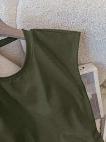 Women's Summer Sexy Knot Backless Tank Top - Army Green - View 3