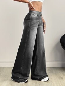 SHEIN Tall 女款休閒百搭日常牛仔褲 - 深灰色 - 查看 6
