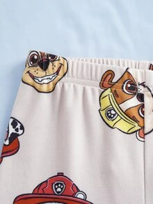 SHEIN | PAW Patrol 小男孩卡通印花短袖上衣與長褲休閒日常居家睡衣套裝 - 杏色 - 查看 7