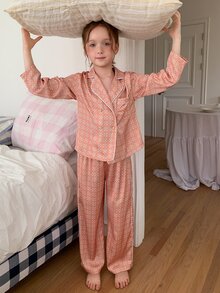 Dazy Kids Tween Girl All-Over Print Long Sleeve Top And Pants Casual Daily Home Sleepwear Set Fall - Watermelon Pink - View 8