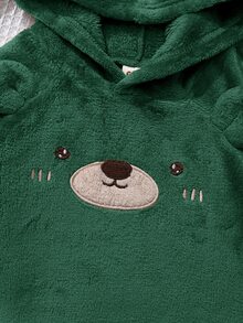 Cozy Pixies 2件組男嬰卡通熊圖案保暖內裡圓領長袖運動衫與鬆緊腰秋冬長褲套裝 - 彩色 - 查看 3