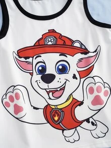 SHEIN | PAW Patrol 4pcs Young Boy Tank Top & Boxer Shorts Set, Blue & White, Cute & Adorable - Multicolor - View 6