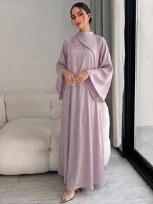 Yasmyna Women's Solid Color Casual Party Arabian Dress - Pink - View 4