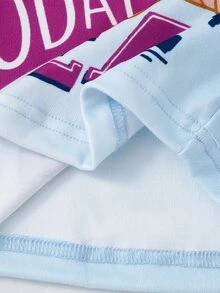 SHEIN | PAW Patrol 秋冬少女聯名款可愛小狗印花柔軟舒適貼身高彈力面料長袖長褲兩件套家居服 - 粉色 - 查看 6