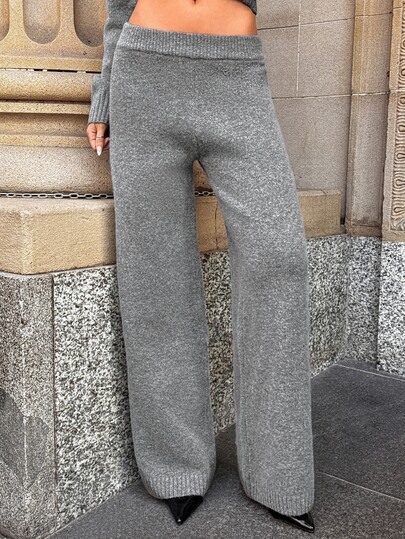 Aloruh Dames effen kleur casual veelzijdige dagelijkse gebreide lange broek