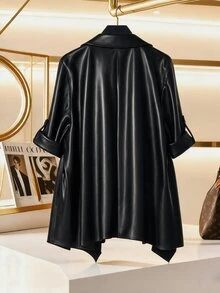 GlowEve CURVE 休閒日常女款大尺碼不對稱前後設計西裝外套 - 黑色 - 查看 2