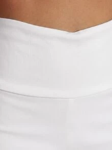 MUSERA Black Stretch Foldover Capri Leggings Summer Holiday Ibiza Festival Black Lotus - White - View 5
