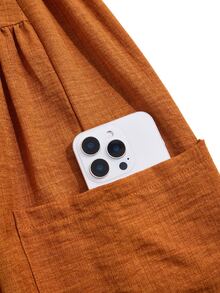 Brilight Textured 2 Pieces Set V Neck Crop Blazer Drawstring Wide Leg Pants Elegant Outfit For Teachers' Day Daily Office Corporate Rust Brown Autumn - Burnt Orange - View 6