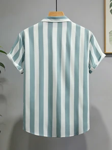Manfinity Homme Men's Striped Colorblock Casual Short Sleeve Shirt - Multicolor - View 2
