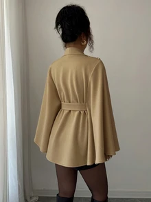 Elenzga Women's Solid Color Stand Collar Fashion Versatile Overcoat - Camel - View 2