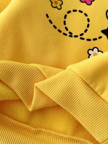 SHEIN Baby Girl Knit Solid Color Cartoon Bee Pattern Sweatshirt & Long Pants 2 Pieces Set - Multicolor - View 6