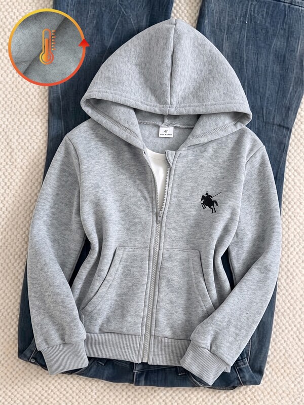 Elladie kids Girls' Casual Fleece Hooded Jacket, Long Sleeve With Pockets And Zipper, Sweatshirt, Autumn/Winter