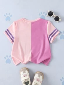 SHEIN | PAW Patrol 女童字母卡通印花休閒日常短袖T恤 - 粉色 - 查看 2
