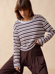 VARSIVA Striped Hollow Back Long Sleeve Sports T-Shirt - Multicolor - View 4