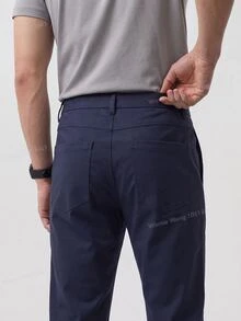 TekDrob Celana Lurus dengan Saku Tempel di Belakang - Navy Blue - View 3