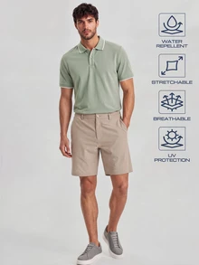 TekDrob Water Repellent & UV Protection Polyamide Utilitary Shorts With Single Security Pocket - Khaki - View 1
