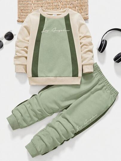 Young Boys Loose Casual Comfortable Long Sleeve Sweatshirt And Pants 2 Pieces Set, Suitable For Autumn/Winter