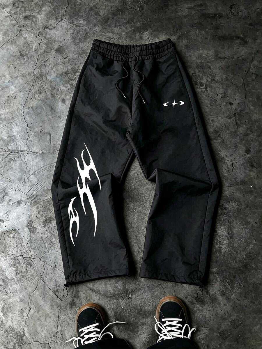 Gym Rark Men's Casual Loose Fit Sports Long Pants - Black - View 1