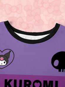 HELLO KITTY AND FRIENDS | SHEIN Plus Size Cute Cartoon Pattern Letter Print Short Sleeve T-Shirt - White - View 5