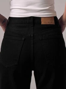 MUSERA 中腰直筒修身白色水洗高腰牛仔褲 休閒冬季夜生活返校辦公工作約會簡約時尚春夏款 - 黑色 - 查看 6