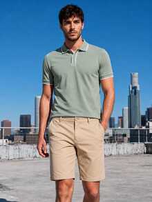 TekDrob Water Repellent & UV Protection Polyamide Utilitary Shorts With Single Security Pocket - Khaki - View 6