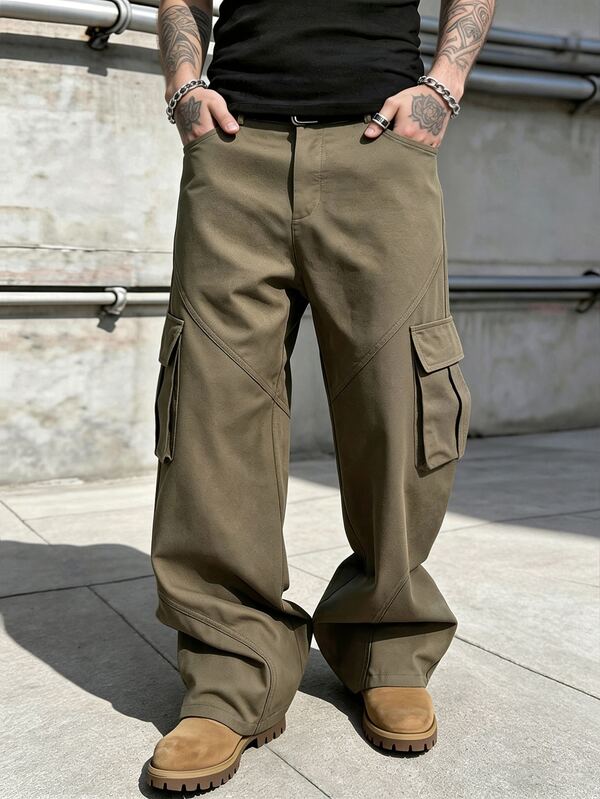SLATEMANN Men's Casual Loose Multi-Pocket Cargo Pants