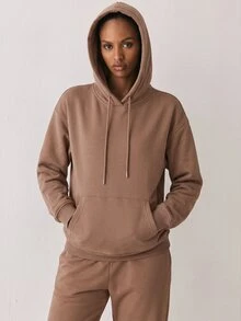 YARNWELL Sweatshirt Lengan Panjang Saku Ukuran Plus Fashion Kasual - Unta - View 3