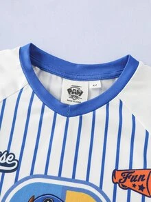 SHEIN | PAW Patrol Young Boy Striped Patchwork Cartoon Print T-Shirt - White - View 4