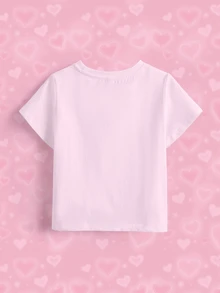 THE POWERPUFF GIRLS X SHEIN 少女字母卡通印花圓領短袖休閒T恤 - 白色 - 查看 7
