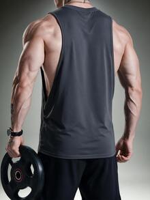 Gym Rark 男士啞鈴印花健身無袖背心 寬鬆運動訓練上衣 夏季籃球上衣 - 黑灰 - 查看 7