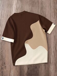 Daypath Men's Plus Size Colorblock Patchwork Short Sleeve T-Shirt - Brown - View 2