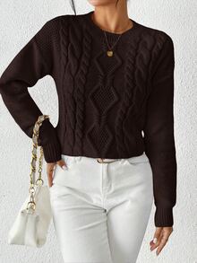 Sprig & Strand Suéter casual versátil de unicolor para otoño/invierno - Café integral - Ver 6