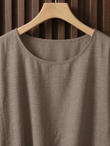 SHEIN Clasi 女款夏季度假休閒百搭襯衫與寬腿褲套裝 - 淺灰紫 - 查看 5