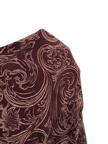 Franclia Plus Size Casual Vintage Single-Breasted Printed Shirt Fall - Brown - View 7