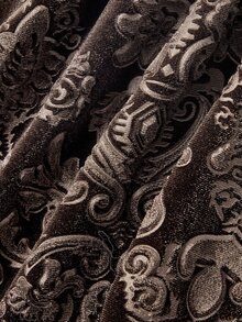 ROMWE Goth Vestido largo de sirena con tirantes finos de terciopelo jacquard marrón estilo gótico para mujeres - Café integral - Ver 4
