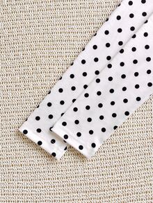 Teen Girl Polka Dot Print Off-Shoulder Long Sleeve Fashion T-Shirt - White - View 4