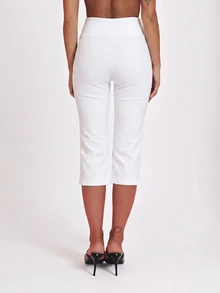 MUSERA Black Stretch Foldover Capri Leggings Summer Holiday Ibiza Festival Black Lotus - White - View 4