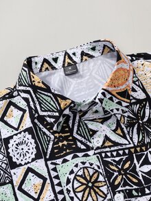 Genlund Men's Patchwork Printed Short Sleeve Shirt (Random Cut) - Multicolor - View 3
