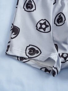 SHEIN | PAW Patrol 2 قطعة/مجموعة ملابس علوية بدون أكمام مطبوع رقميًا باللون الرمادي وسروال داخلي قصير للأولاد الصغار لطيف وجميل - رمادي غامق - مشاهدة 8