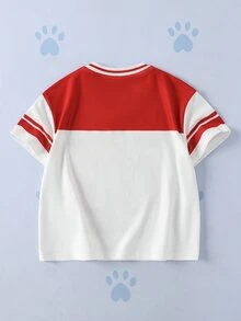 SHEIN | PAW Patrol Young Boy Letter Cartoon Print Casual Daily Short Sleeve T-Shirt - Red - View 2