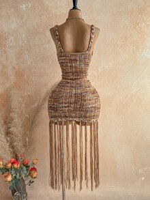Soleia Đầm len dệt kim tua rua sợi gradient size lớn cho đi du lịch - Nhiều màu - Xem 2