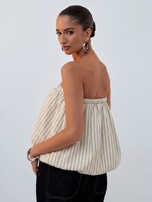 Hauture Denim Bubble Hem Strapless Top - Multicolor - View 2