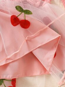 SHEIN 2件組新生兒春秋款酒紅色甜美公主風蝴蝶結蕾絲網紗拼接長袖洋裝附髮帶套裝，寬鬆舒適版型，適合日常穿著、滿月宴、1歲生日派對、節日聚會、拍照拍攝 - 粉色 - 查看 7
