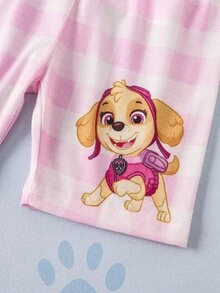 SHEIN | PAW Patrol Young Girl Cute Cartoon Print Short Sleeve T-Shirt And Shorts Comfortable 2 Pieces Set - Multicolor - View 8