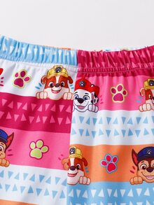 SHEIN | PAW Patrol 秋冬女童幼兒合身聯名款可愛卡通小狗印花粉色柔軟舒適高彈力長袖上衣與長褲2件式睡衣套裝 - 粉色 - 查看 7