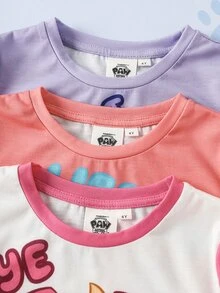 SHEIN | PAW Patrol 女童圓領短袖休閒T恤 - 彩色 - 查看 3